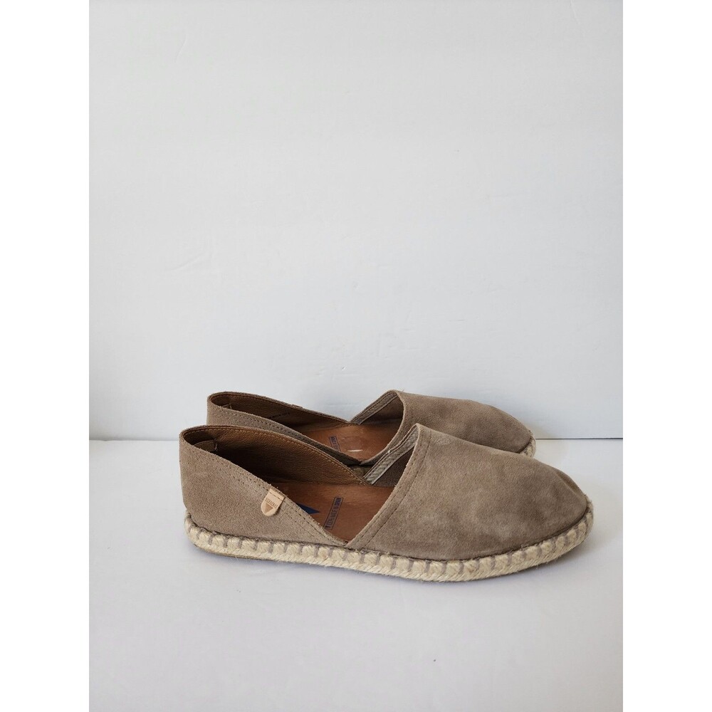 Verbenas Carmen Serraje Iris Khaki Suede Espadrille Flat Sandals EU 39 8.5